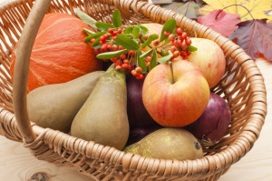 Harvest festival friut and vegetables basket